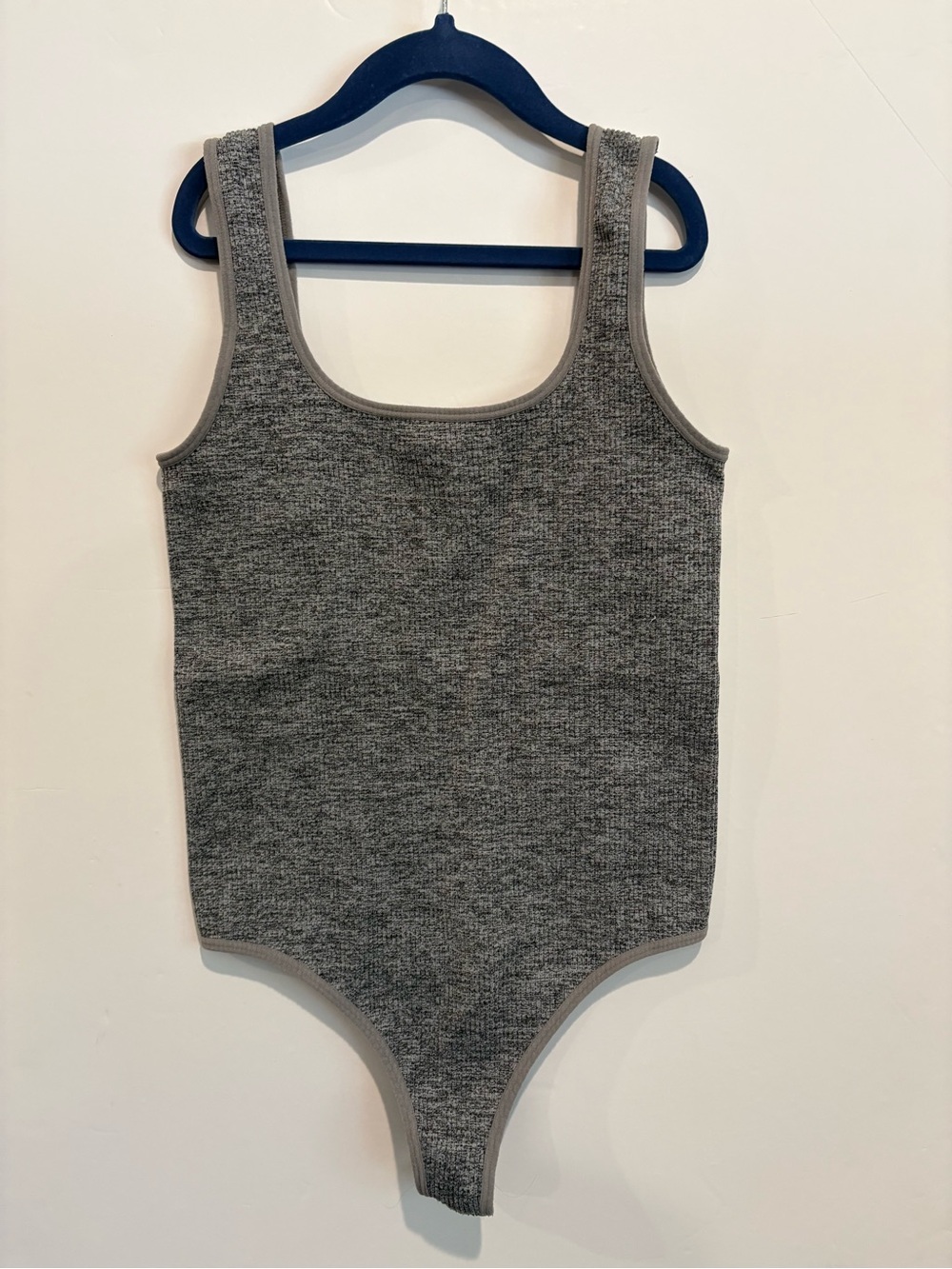 Colsie Women’s Heather Grey Ribbed One-Piece Bodysuit, Sz-M